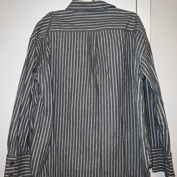 MADEWELL Grey White Stripe Flannel Westward Button Down - Picture 4 of 8